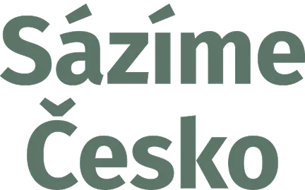 Logo Sázíme Česko se zeleným nápisem a motivem listů.